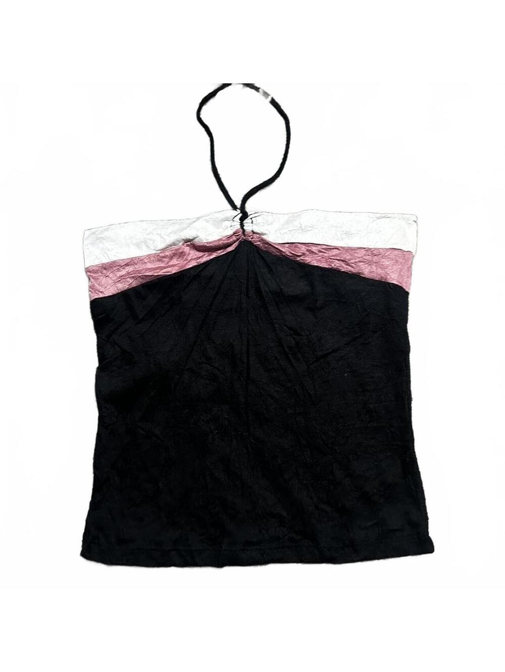 Y2K Debut Brand Black and Pink Halter Top Size M